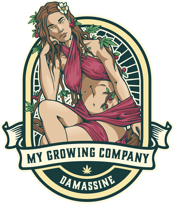 Damassine logo fleur de cannabis CBD outdoor my growing company